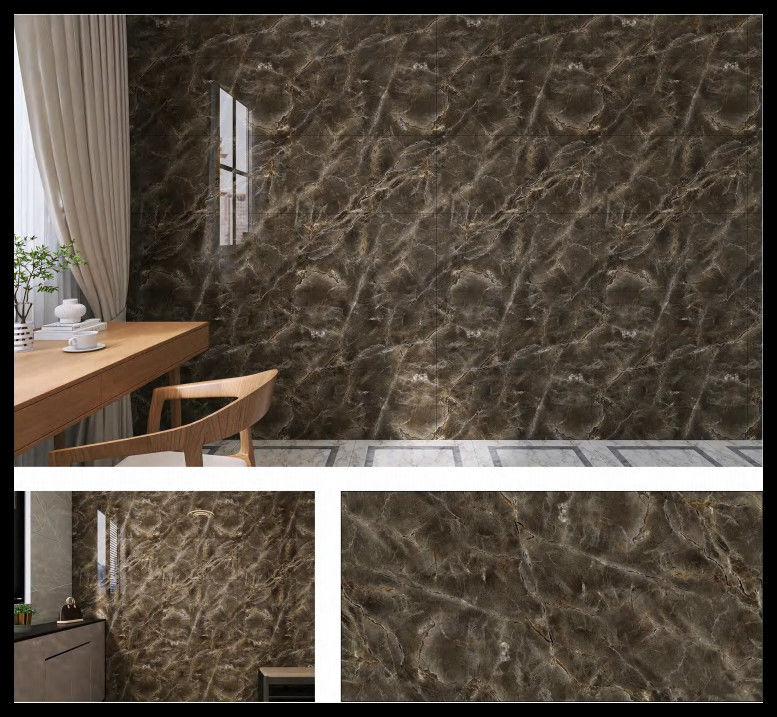 Marble Llook Tile PET Wall Sticker Decoração de parede Isolamento acústico Anticolisão